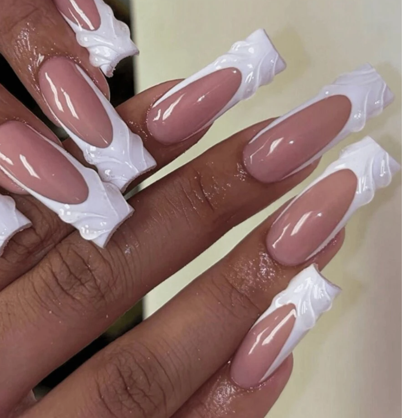 3D French Abstract Press On Nails